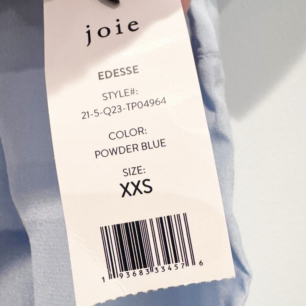Joie Women's Powder Blue Edesse Silk Top Pleated Blouse XXS NWT - Picture 7 of 13